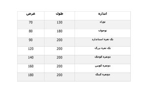 ابعاد استاندارد تخت و تشک